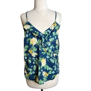Old Navy Blue & Green Floral Camisole Tank Top